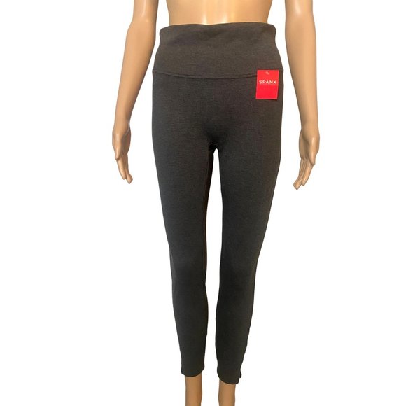 Spanx NWT Pull On Ankle Slit High Waist Leggings Charcoal Heather Gray Size S
